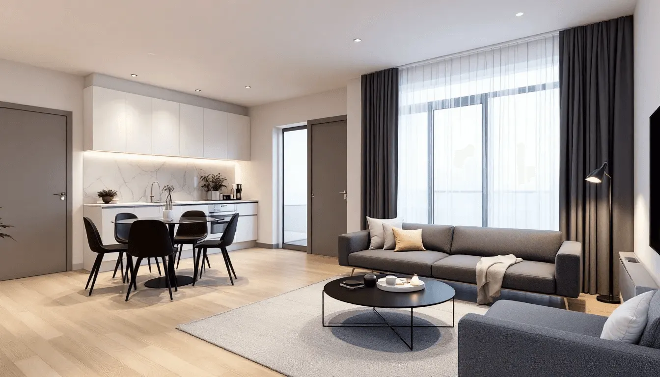 Wizualizacja 3D wnętrza salonu w projekcie wnętrz