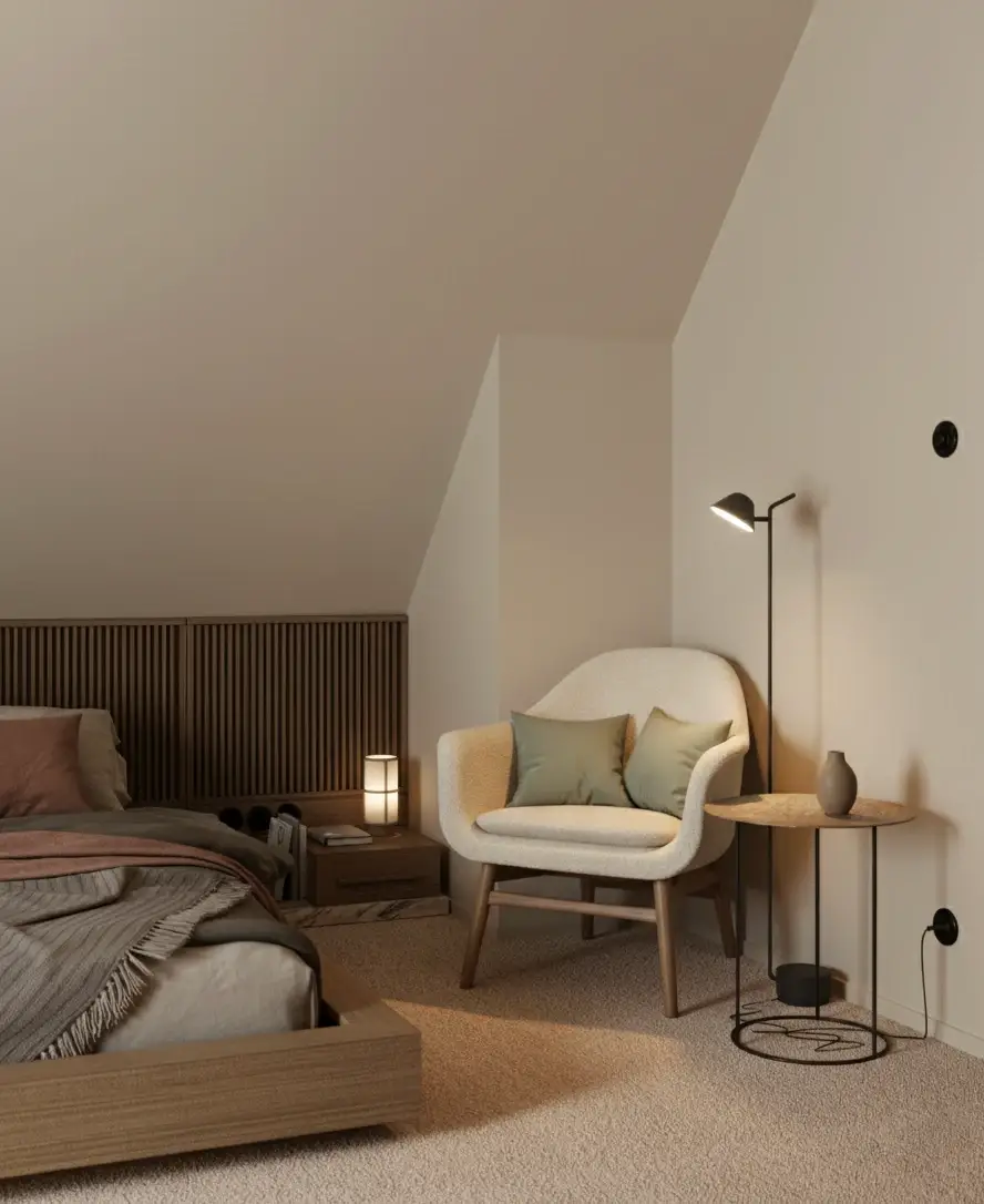 Salon w stylu japandi - mieszkanie KSM, Kielce